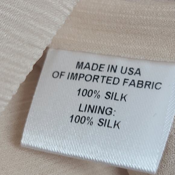 Drew Blouse Pale Pink Peekaboo Mock Neck Top Medium Silk Ruffle Sleeve - Picture 5 of 9